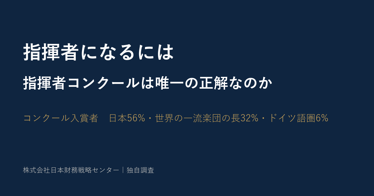指揮者になるには ── 指揮者コンクールは唯一の正解なのか　日本は入賞者56%、世界の一流楽団の長は32%、ドイツ語圏は6%